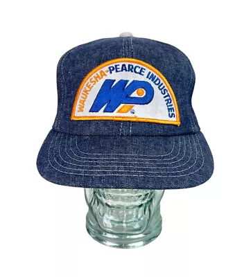 Vintage DENIM Jean Waukesha-Pearce Industries Trucker Hat Snapback Small Medium • $29.95