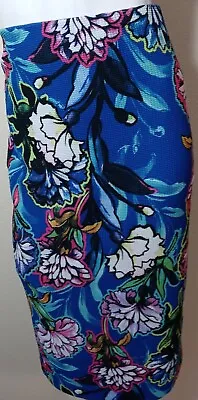 ECI New York Womens Blue Floral Work Party Pencil Skirt M HAWAIIAN BREEZE • $8