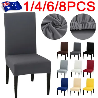 $18.59 • Buy 1-8 PCS Dining Chair Covers Spandex Cover Stretch Washable Wedding Banquet Party