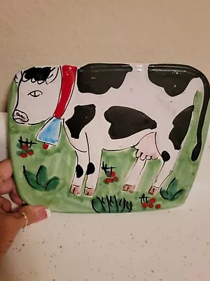 La Musa (?)italian Hand Painted Pottery Farm Cow Trivet • $19.99