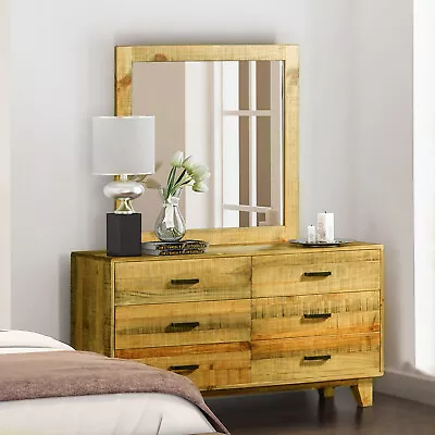 Woodstyle Solid Acacia Frames Dresser With 6 Drawers Vintage Light Brown Colour • $768.78