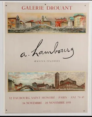 ANDRE HAMBOURG 1958 ORIGINAL VINTAGE French Art Exhibition Poster • $59