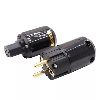 Pair P029E C029 EU Schuko Power Plug Hifi Gold Plated  Power Cable Connector • $9.90