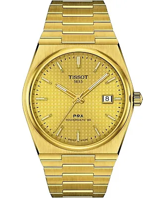 New Tissot T1374073302100 Prx Auto 40mm Gold Pvd Bracelet T137.407.33.021.00 • $650