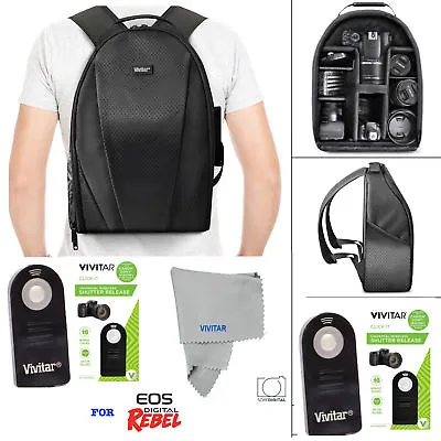 Vivitar Camera Backpack Bag + Remote For Canon Eos Rebel T5it3i T4i T6i T7 80d • $34.57