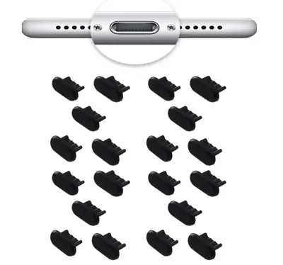 20x DUST PLUG CHARGING PORT STOPPER BLACK SILICONE For IPhone 11 / IPhone 11 Pro • £11.86