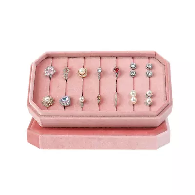 Velvet Rings Display Tray Storage Case With Lid Organizer Earrings Jewelry Box • $25.97