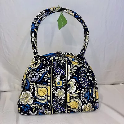 Vera Bradley Eloise Ellie Blue Yellow Paisley Handbag Purse Kisslock New W/Tags • $45