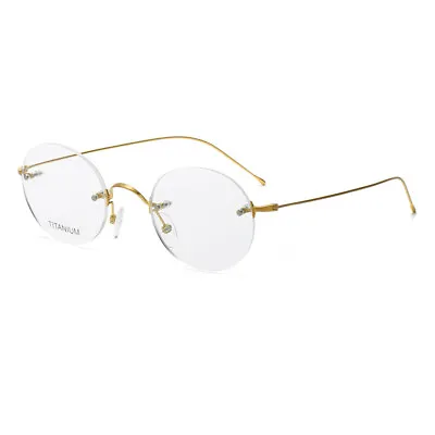 Vintage Titanium Steve Jobs Rimless Oval Round Eyeglasses Unisex Eyeglass Frames • $27.53