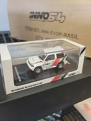 IN64-EVOP-RASIL INNO Models 1:64 Mitsubishi Pajero Evolution  RALLIART  White • $29.99