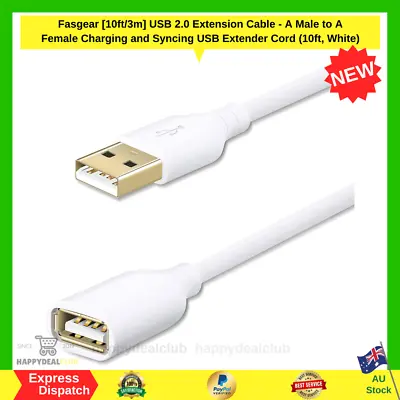 $12.65 • Buy Fasgear [10ft/3m] USB 2.0 Extension Cable - A Male To A Female Charging And Sync
