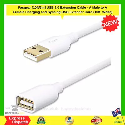 Fasgear [10ft/3m] USB 2.0 Extension Cable - A Male To A Female Charging And Sync • $16.99