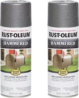 Rust-Oleum 7214830 Stops Rust Hammered Spray Paint 12 Oz Gray Pack Of 2 • $25.99