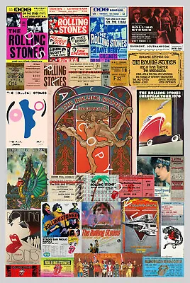 £8.50 • Buy ROLLING STONES Used Ticket Stubs/Memorabilia POSTER 60s To 80s  8in X 12inch NEW