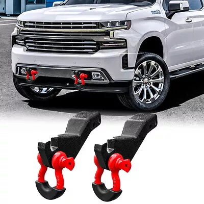 Front Tow Hook Mount Bracket & D-Rings Kits For 2019-2023 Chevy Silverado 1500 • $60.59