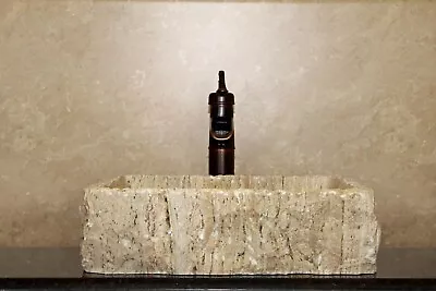 Natural Stone Sink - Onyx Sink - Rustic Travertine Marble - Hand Carved Vessel • $335