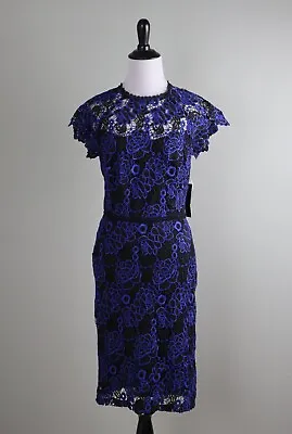 ANTHROPOLOGIE NWT $550 Shoshanna Midnight Lace Lined Sheath Dress Size 8 • $49.99