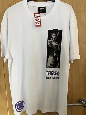 OFFICIAL Men’s - Black Panther Wakanda Forever Marvel White T-Shirt -Size Large • £9.99