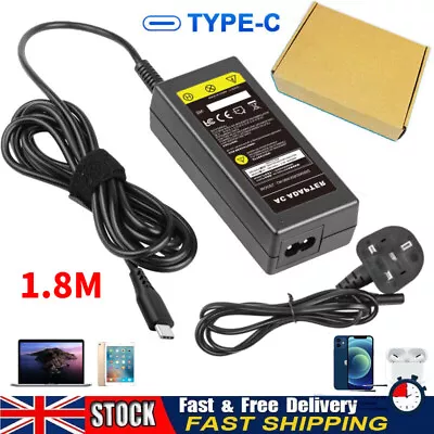 65W USB-C PD Type-C AC Adapter Laptop Charger Universal Power Supply Cord UK • £14.49