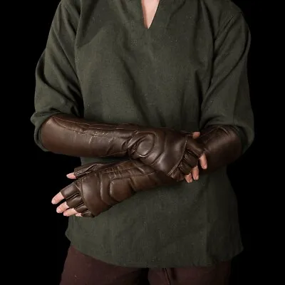 Medieval GlovesBrown Leather Gillian Glovestraining Mittenscosplay Gloves  • $89