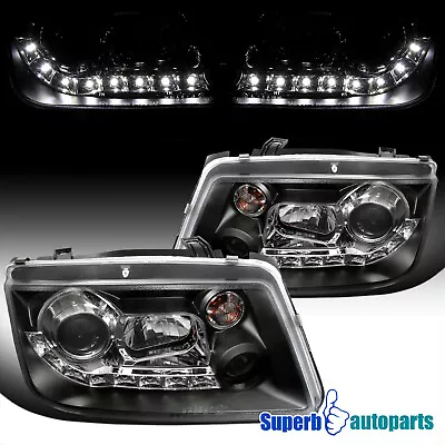 Fits 1999-2004 VW Volkswagen Jetta Bora R8 LED Style Projector Headlights Black • $179.98