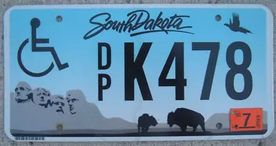 SOUTH DAKOTA Handicapped License Plate   DP K 478   Unique Base • $13.99