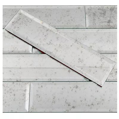 Peel And Stick Beveled Antique Mirror Tile Subway Mirror Glass Backsplash 3x1... • $101.89