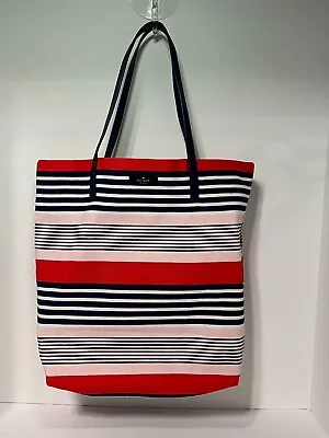 Kate Spade Canvas Tote Cotton Multi Striped Navy And Orange 15.5 W X 13.5 H • $19.99