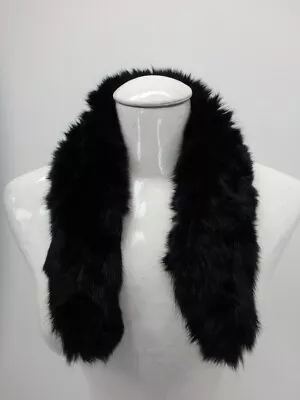 Satin Rabbit Real Fur Collar / Scarf Black For Winter Coat Jacket 37033 • $11.20