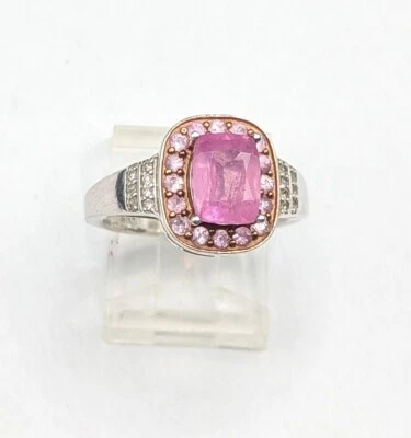 Pink Sapphire Sterling Silver 925 Rhodium JTV Gemstone Ring Size 7 • $81.16