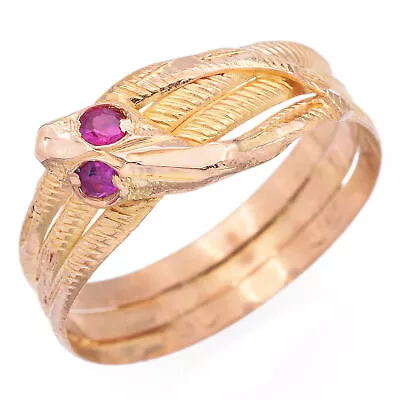 Vintage 22K Yellow Gold Ruby Snake Band Ring Size 11.5 • $449