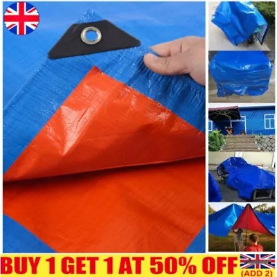 3/4M Extra Heavy Duty Waterproof Tarpaulin Sheet Thick Tarp Ground Canvas Cover# • £3.07