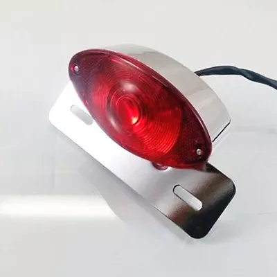 Chrome Retro Vintage Oval Brake Tail Light For Harley Honda Kawasaki Suzuki Yama • $15.31