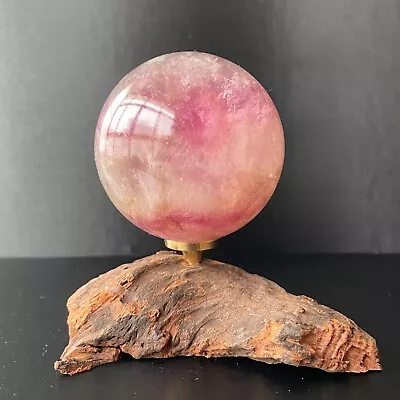 338g Natural Fluorite Ball Colorful Quartz Crystal Gemstone Healing + Stand • $13.38