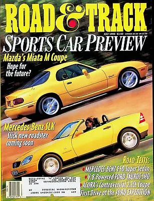 Road & Track Magazine July 1996 Mazda Miata M Coupe Mercedes-Benz SLK • $9.99