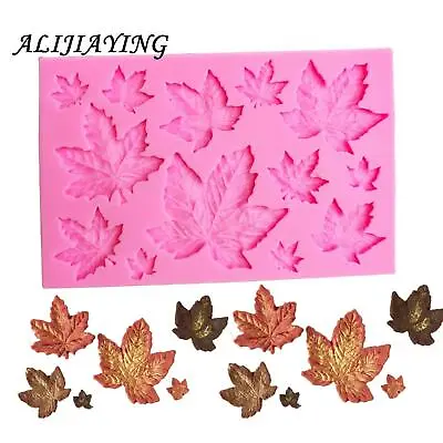 Silicone Mold Cupcake Topper Maple Leaf 3d Fondant Mould Cake Decorating Tool Di • £8.68