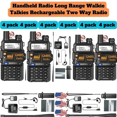 Long Range 100 Mile Walkie Talkie Two Way Radio Charge Headset Waterproof 4 PACK • $119.19