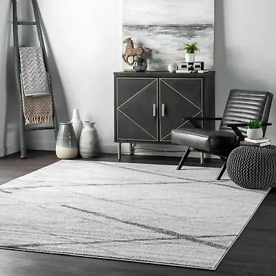 NuLOOM Contemporary Modern Geometric Solid And Striped Area Rug In Gray Multi • $92.91