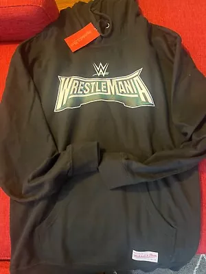 NEW Wrestlemania XL Mitchell & Ness Black Hooded Sweatshirt (Hoodie) Size Large • $40