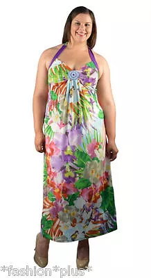 Plus Size Dress Maxi Halter Floral Summer Print NWT 18 20 22 • $34.95