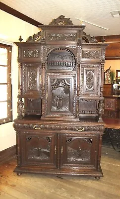 Exquisite French Antique Dark Oak Brittany Sideboard Buffet | Bookcase Cabinets  • $5400