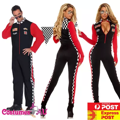 Mens Ladies Racing Costume Miss Racer Sport Driver Super Car Grid Girl Jumpsuit • $26.22