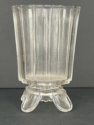 Clear Ribbon Adams & Company Pattern Glass Vase With Feet. 6x4” • $14