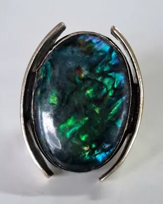 Estate Jewelry Hand Made Abalone Band Ring .925 Sterling Silver Size 7 • $59.95