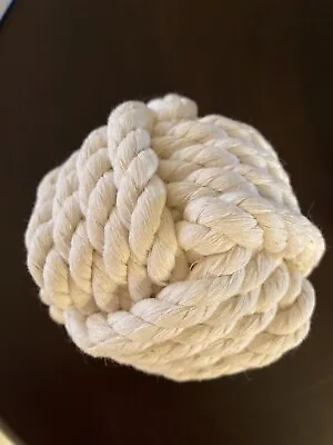 Off-White Cotton Rope Monkey Fist Knots  20 Knots 3 1/2” Diameter • $30