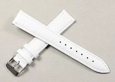 White Leather Watch Strap Alligator Grain 18mm 20mm • £12.95