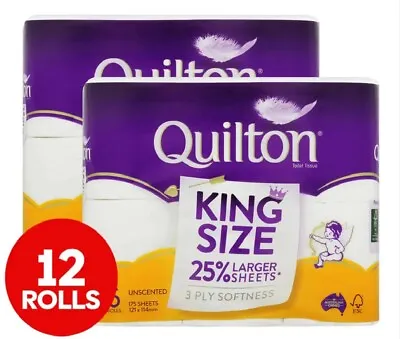 $13.22 • Buy 2 X 6pk Quilton King Size Toilet Paper Bath Tissue Rolls Soft Thick Absorbent