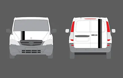 Fits Mercedes-Benz Vito Double Style Bonnet & Tailgate Stripe Decal Stickers AMG • $31.11