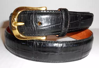 Martin Dingman Black Alligator Grain Calfskin Leather Belt Solid Brass Buckle 34 • $58