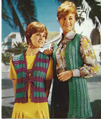 Vintage Ladies Long & Short Waistcoat Crochet Pattern Double Knit Bust 32 - 38  • £1.50